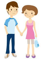 手をつないでいるカップル