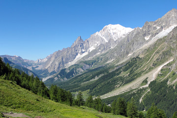 Fototapeta na wymiar Mont Blanc i krajobraz doliny Ferret