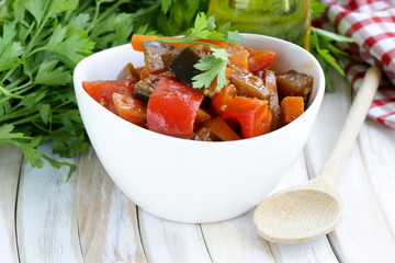 vegetable ragout (ratatouille) paprika, eggplant and carrots