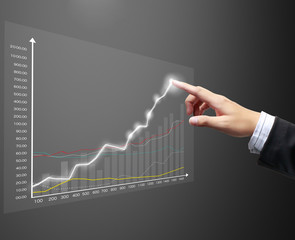  financial symbols coming from hand
