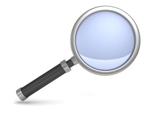 classic science magnifying glass icon on white