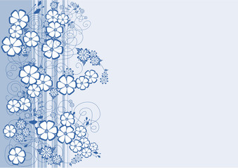 Obraz premium Illustration of abstract blue flowers with background