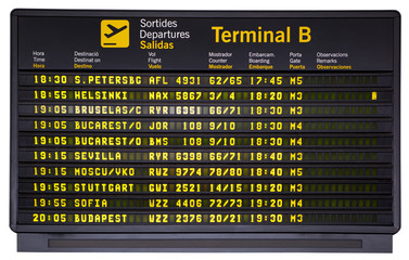 Departures board isolated