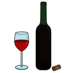wine glass and bottle vector