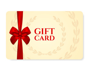 Fototapeta na wymiar Gift / Discount / Business card template. Red bow, ribbon