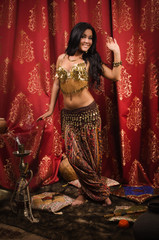 Arabic belly dancer dancing