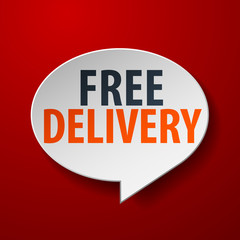 Free Delivery 3d Speech Bubble on Red background