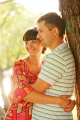Obraz premium Happy middle-aged couple in the sunlight