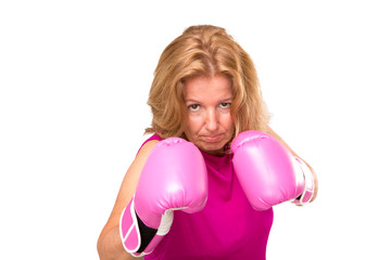 A Blonde Woman With Boxing Gloves