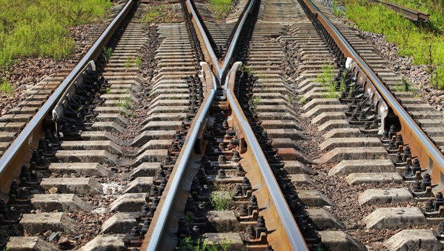 Modern railroad junction perspective