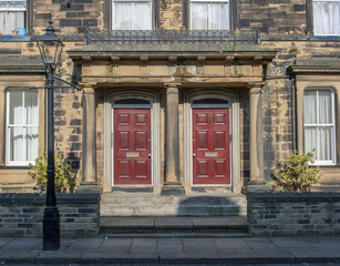 victorian doorway and gaslamp