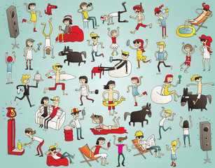 Collection of young people having fun (isolated)