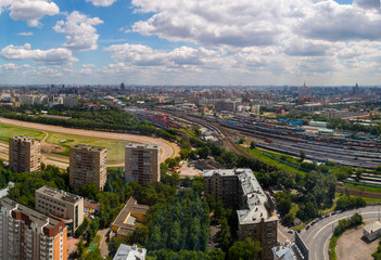 aerial view of the Moscow, summer sunny day