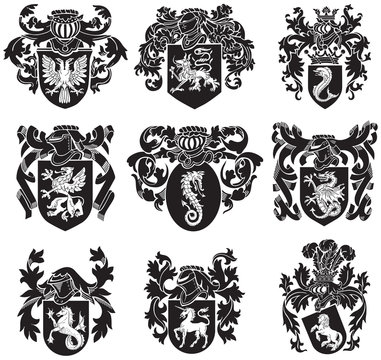 Naklejka set of heraldic silhouettes No1