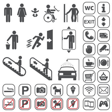 Airport, Shopping mall Icons set