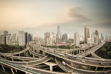 Fototapeten shanghai elevated road junction panorama © chungking