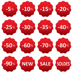 vector red stickers price - obrazy, fototapety, plakaty