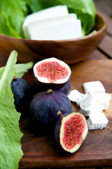 Figs with cheese and salad