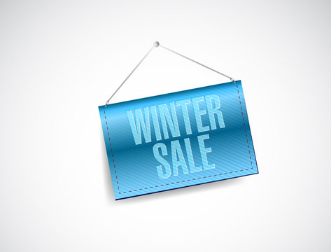 Winter Sale Blue Hanging Banner Illustration