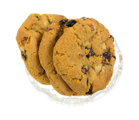 Cranberry white chocolate cookies in dish