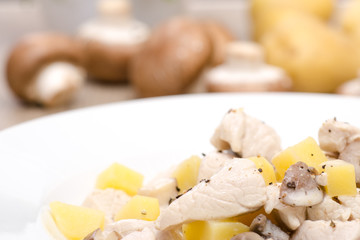 Nahaufnahme Frikassee von der Pute