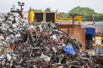 Pile of scrap metal  in junk yard