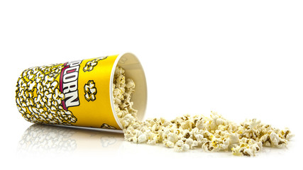 Popcorn on white background