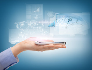 woman hand with smartphone