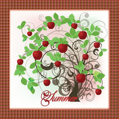 Elegant summer tree card, vector illustration