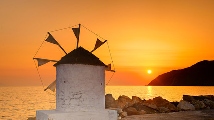 Zachód słońca na Amorgos, Cyklady, Grecja - obrazy, fototapety, plakaty