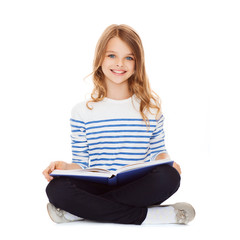student girl studying and reading book