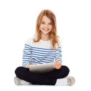 student girl with tablet pc