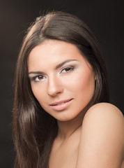 portrait of a beautiful young woman, closeup