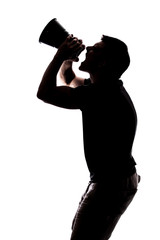 Man yelling in a megaphone