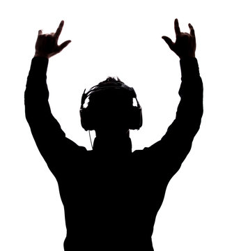Man rocking on with headphones