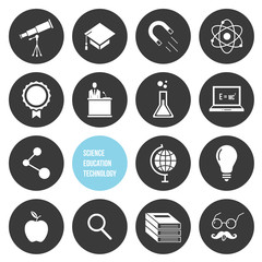 Vector Science Education and Technology Icons Set