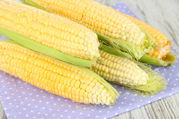 Fresh corn vegetable on wooden table