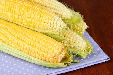 Fresh corn vegetable on wooden table