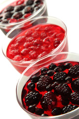 Jelly with fresh berries close up