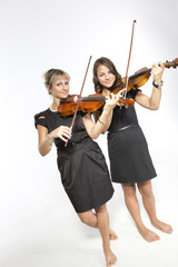 Mother daughter violin duet
