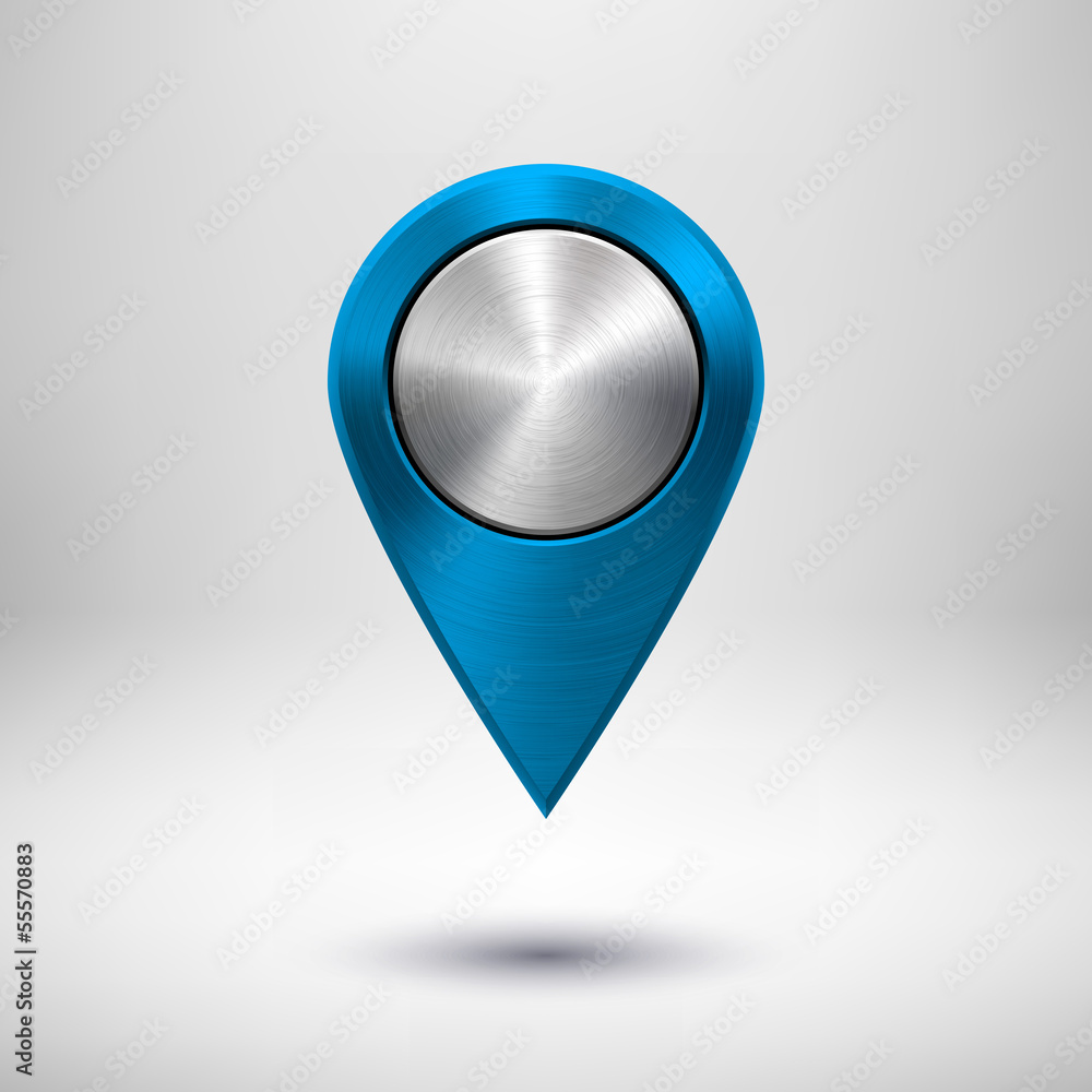 Poster technology map pointer with blue metal texture