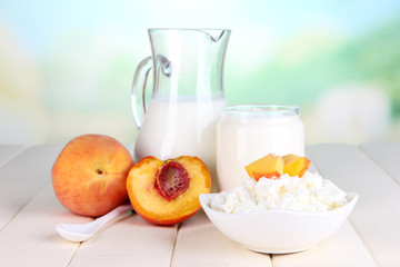 Fresh dairy products with peaches
