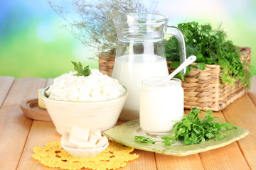 Fresh dairy products with greens
