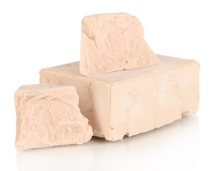 Yeast cubes isolated on white