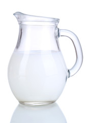 Milk in jug isolated on white