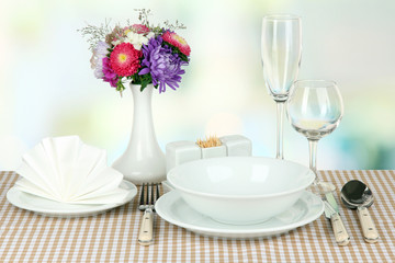 Beautiful table setting for breakfast