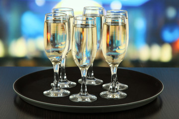 Many glasses of champagne