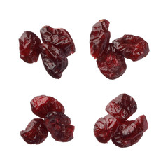 Dried cranberries isolated on white background