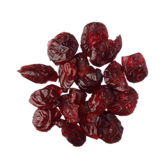 Dried cranberries isolated on white background