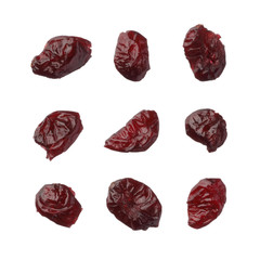 Dried cranberries isolated on white background